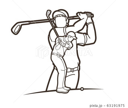 Golf players Golfer action cartoon sport graphic vector. 63191975