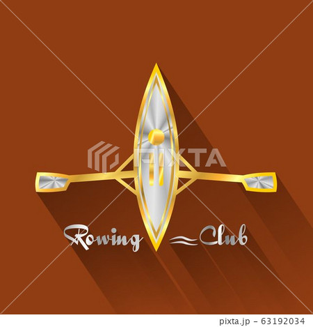 Silver-gold logo for rowing on a red-brown background Silver-gold logo for rowing on a red-brown background 63192034