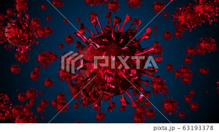 Coronavirus COVID-19 Alert SOS. Pandemic virus medical health risk, immunology, virology, epidemiology concept. Microscope virus background 63193378