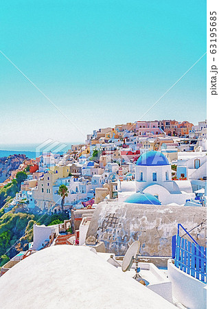 ギリシャ サントリーニ島のイラスト素材