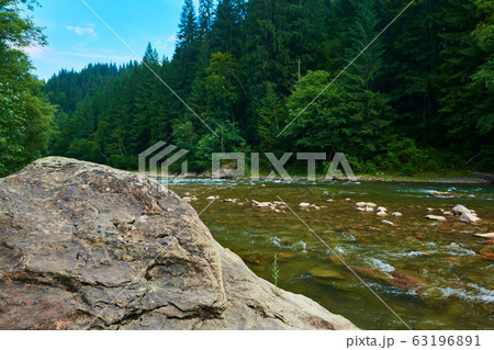 landscape, beautiful view of mountain river in landscape, beautiful view of mountain river in 63196891