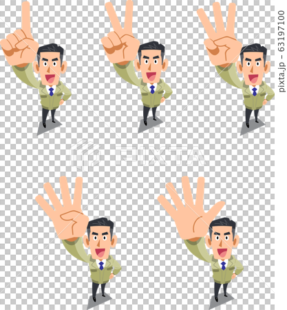 Construction worker showing numbers and order with fingers Construction worker showing numbers and order with fingers 63197100