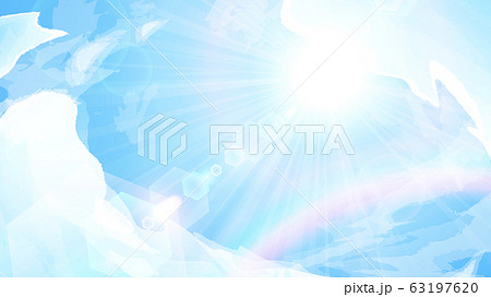 青空と太陽と虹の背景イラスト 16 9のイラスト素材 63197620 Pixta