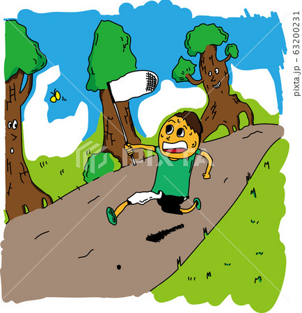 虫取り少年のイラスト素材 虫取り少年のイラスト素材