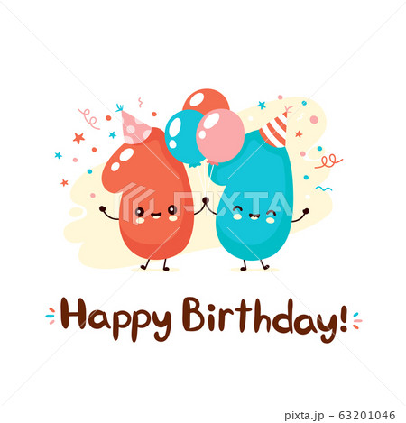 Cute eleven numbers with balloons in festive hat 63201046