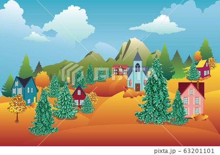 Autumn village scene 63201101