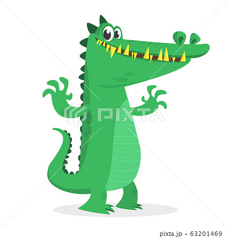 Cute Cartoon Crocodile Vector Illustration のイラスト素材