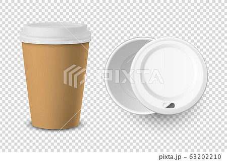 Vector 3d Realistic Brown Disposable Closed and Opened Paper, Plastic Coffee Cup for Drinks with White Lid Set Closeup Isolated on Transparent Background. Design Template, Mockup. Top and Front View Vector 3d Realistic Brown Disposable Closed and Opened Paper, Plastic Coffee Cup for Drinks with White Lid Set Closeup Isolated on Transparent Background. Design Template, Mockup. Top and Front View 63202210