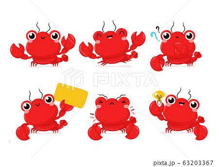 Cute Happy Smiling Lobster Set Collectionのイラスト素材