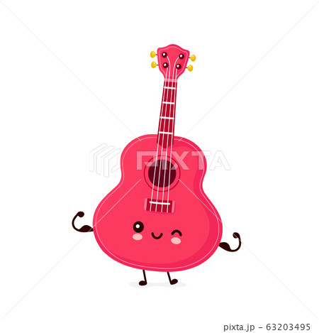 Cute happy smiling ukulele guitar show muscle 63203495