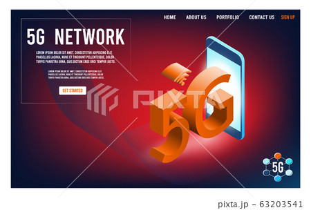 Modern Isometric hi-tech 5g concept with smart phone for website and mobile website. Easy to edit and customize. Vector illustration Modern Isometric hi-tech 5g concept with smart phone for website and mobile website. Easy to edit and customize. Vector illustration 63203541
