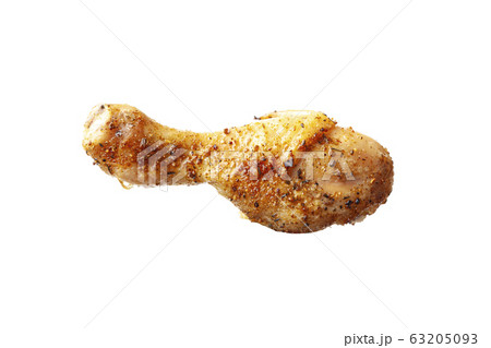 Baked chicken leg isolated on white background 63205093