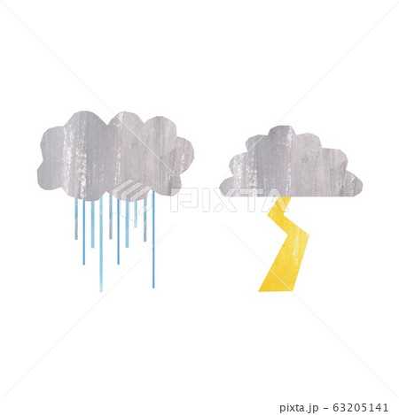 雨と雷 貼り絵風 63205141