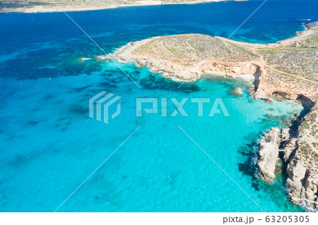 Aerial drone photo - The famous Blue Lagoon in the 63205305