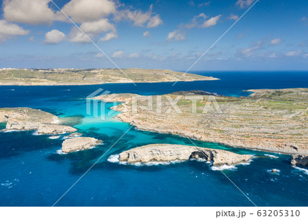 Aerial drone photo - The famous Blue Lagoon in the 63205310