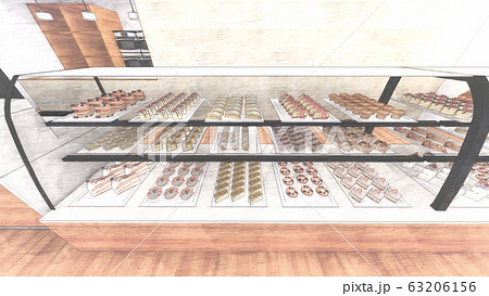 ケーキ屋　人なし　イラスト49 63206156