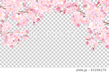 桜のアーチ型フレーム 水彩イラストのイラスト素材