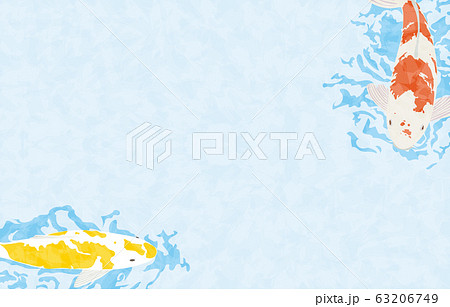 鯉が泳いでいるイラスト 背景つき 線なしのイラスト素材