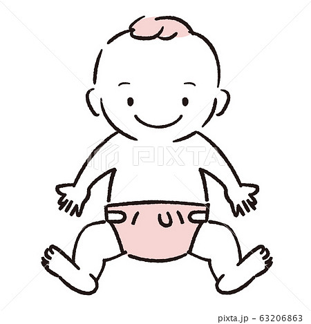 手描き1color 赤ちゃん 笑顔 手描き1color 赤ちゃん 笑顔 63206863