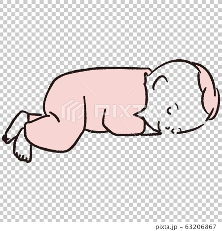 手描き1color 赤ちゃん 寝返りのイラスト素材
