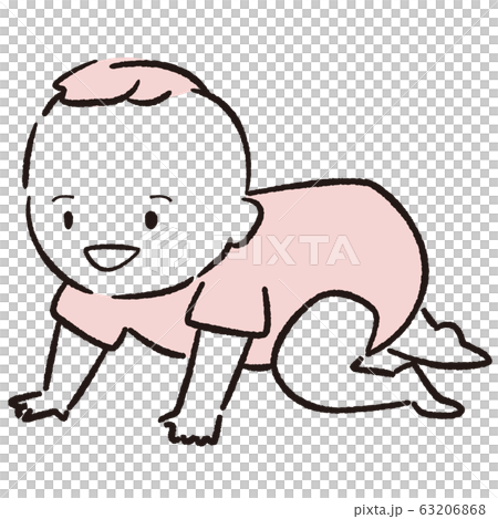 手描き1color　赤ちゃん　はいはい 63206868