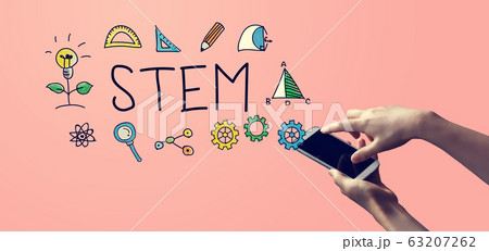 STEM with person holding smartphone STEM with person holding smartphone 63207262