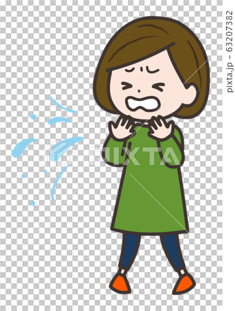 Cough, sneezing woman pose illustration 63207382