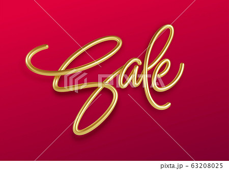 Sale golden lettering. Shopping promotion design. Realistic 3d illustration. Vector illustration Sale golden lettering. Shopping promotion design. Realistic 3d illustration. Vector illustration 63208025