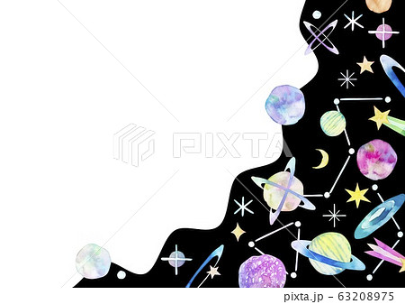 宇宙 星 背景 フレーム 水彩 イラストのイラスト素材 6375