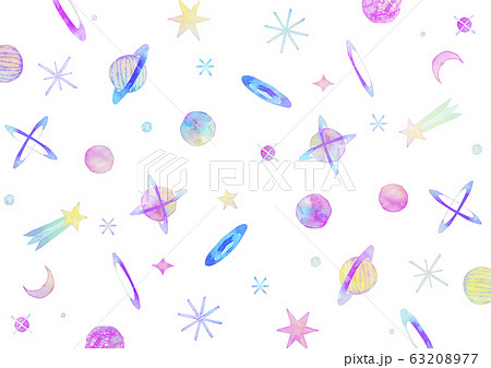 宇宙 星 背景 テキスタイル 水彩 イラストのイラスト素材 6377