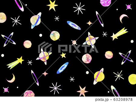 宇宙 星 背景 テキスタイル 水彩 イラストのイラスト素材 6378