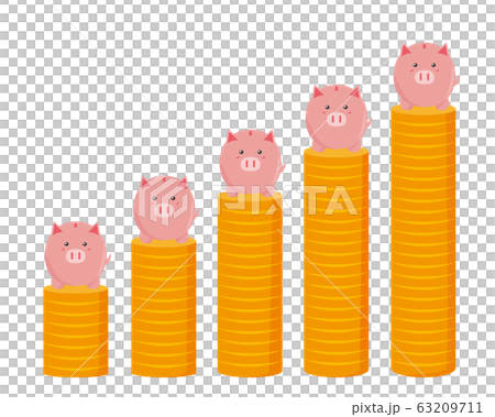 豚　ぶたの貯金箱　貯金箱　お金　コイン　グラフ 63209711