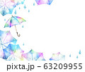 梅雨 傘　背景 フレーム　水彩 イラスト 63209955
