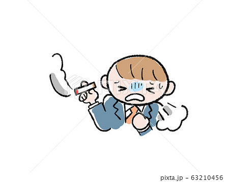 タバコ 喫煙者 ストレス サラリーマン 不健康 男性 イラスト 挿絵のイラスト素材