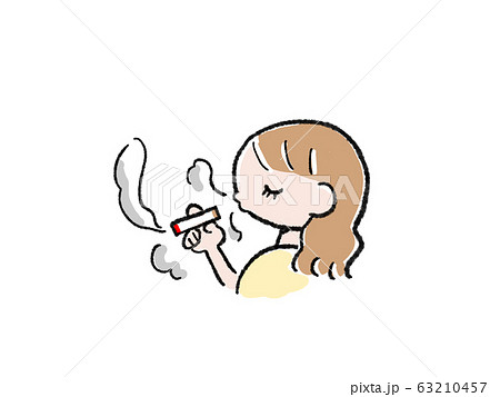 タバコ ヘビースモーカー 喫煙者 Ol 女性 イラスト 挿絵のイラスト素材