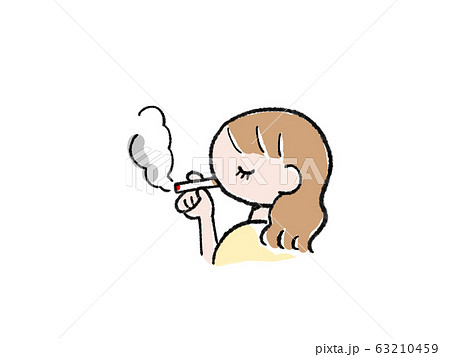 タバコ 喫煙者 Ol 女性 イラスト 挿絵のイラスト素材