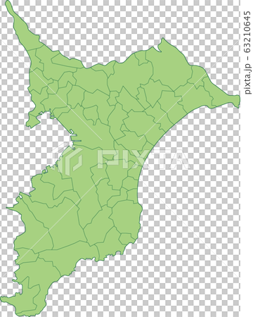 千葉県の地図 市町村別のイラスト素材