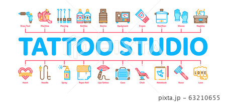 Tattoo Studio Tool Minimal Infographic Banner Vector 63210655