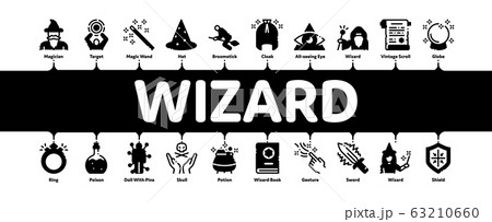 Wizard Magic Minimal Infographic Banner Vector Wizard Magic Minimal Infographic Banner Vector 63210660