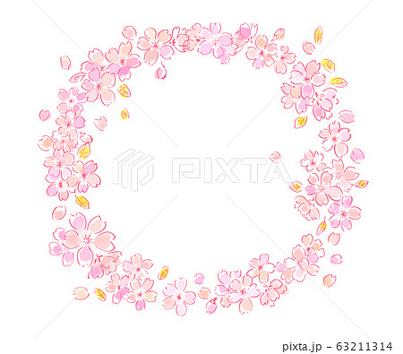桜 リース 背景素材のイラスト素材