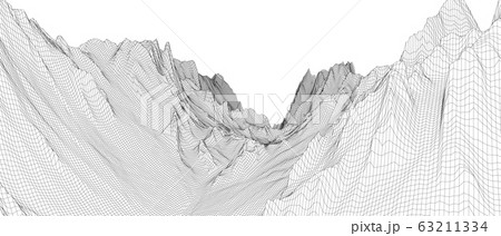 Abstract 3d wire-frame landscape. Blueprint style Abstract 3d wire-frame landscape. Blueprint style 63211334