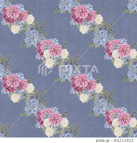 Watercolor floral seamless pattern. Hand painted flowers, greeting card template or wrapping paper 63211922