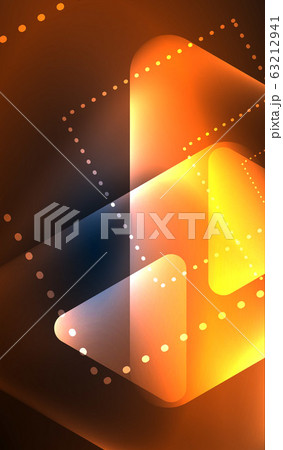 Glowing neon shiny transparent abstract geometric shapes with light effects. Techno futuristic vector abstract background For Wallpaper, Banner, Background, Card, Book Illustration, landing page 63212941