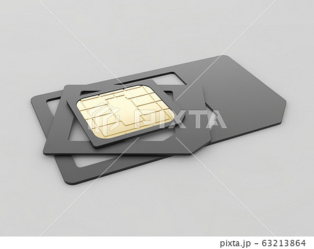SIM card in different sizes, standard, micro and nano - 3D illustration, clipping path included 63213864