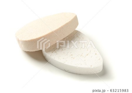 Bath sponges isolated on white background, closeup Bath sponges isolated on white background, closeup 63215983
