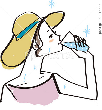 水分 飲む 女性 夏 63216686