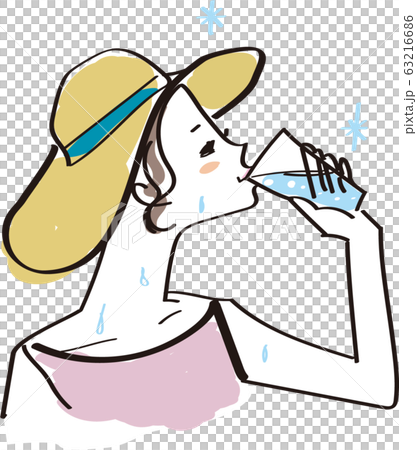 水分 飲む 女性 夏 63216686