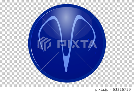 青色の12星座のアイコン、星の配置入り:おひつじ座 青色の12星座のアイコン、星の配置入り:おひつじ座 63216739