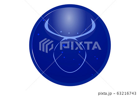 青色の12星座のアイコン、星の配置入り:おうし座 青色の12星座のアイコン、星の配置入り:おうし座 63216743