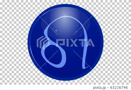 帶有星型排列的藍色12星座圖標：獅子座 63216746